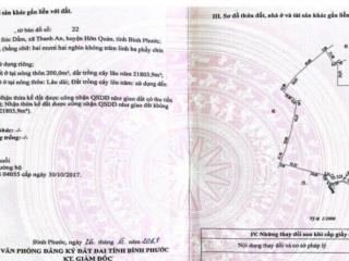 Cần bán 2ha2 đất xã thanh an hớn quản có 200m2 thổ cư, đường xe oto tới đất