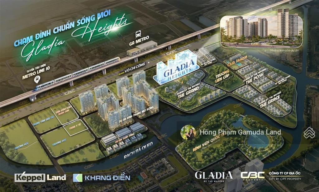 Mở bán căn hộ cao cấp gladia heights quận 2, sổ hồng lâu dài, giao nhà 2027  dt 70m2