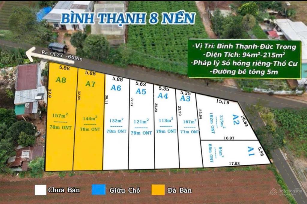 Đất bình thạnh đức trọng gần sân bay liên khương giá chỉ 630 triệu lô nghĩ dưỡng ven đà lạt