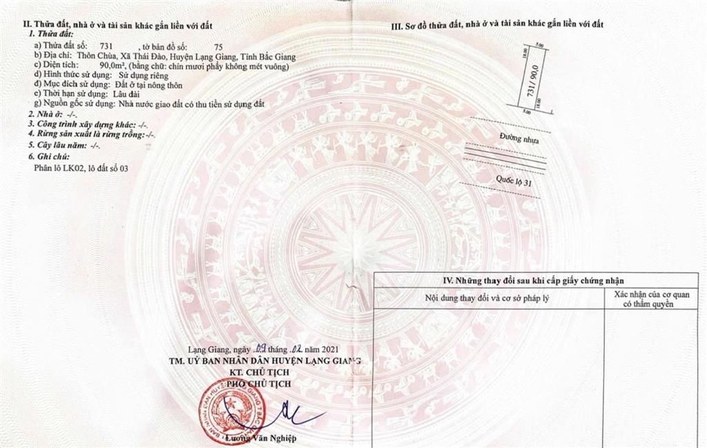Bán đất đấu giá thái đào làn 1  lạng giang  bắc giang mặt ql 31