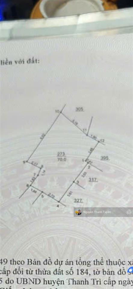 Chính chủ cần bán gấp mảnh đất 70m2 tại yên xá tân triều. giá chỉ 130tr/m ô tô đỗ cách nhà 30m .