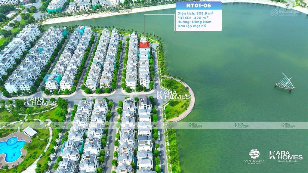 Biệt thự đơn lập view hồ nt01 vip nhất vinhomes ocean park dt 288m2
