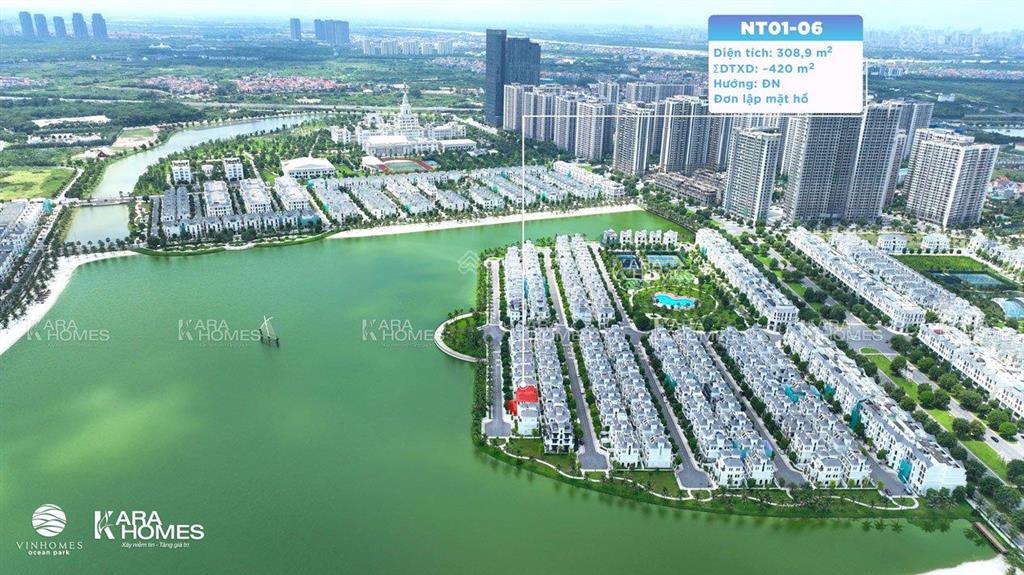 Biệt thự đơn lập view hồ nt01 vip nhất vinhomes ocean park dt 288m2