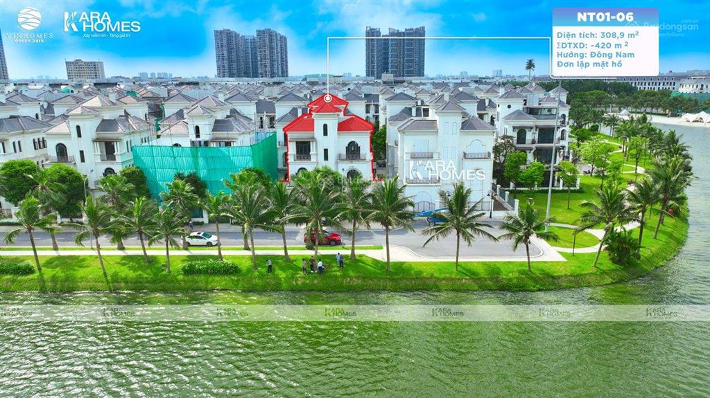Biệt thự đơn lập view hồ nt01 vip nhất vinhomes ocean park dt 288m2