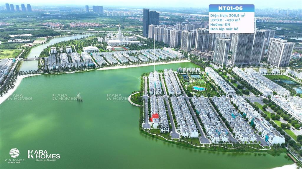 Biệt thự đơn lập view hồ nt01 vip nhất vinhomes ocean park dt 288m2