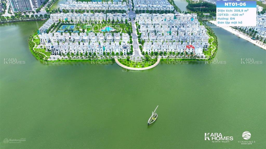 Biệt thự đơn lập view hồ nt01 vip nhất vinhomes ocean park dt 288m2