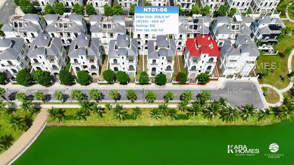 Biệt thự đơn lập view hồ nt01 vip nhất vinhomes ocean park dt 288m2