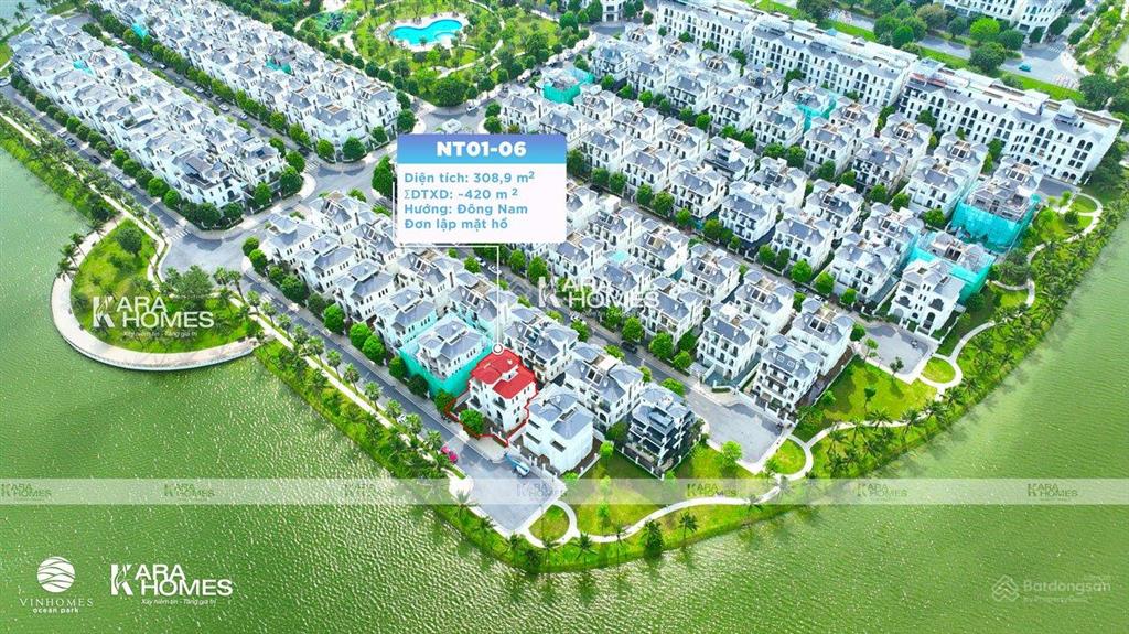 Biệt thự đơn lập view hồ nt01 vip nhất vinhomes ocean park dt 288m2