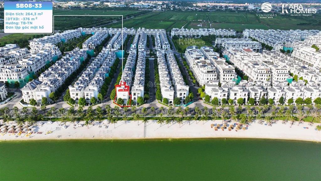 Bán biệt thự đơn lập góc 264m2 view biển hồ đẹp nhất dự án vinhomes ocean park