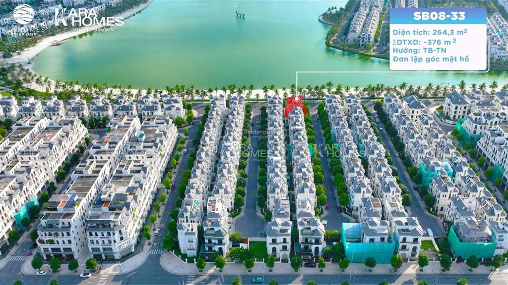 Bán biệt thự đơn lập góc 264m2 view biển hồ đẹp nhất dự án vinhomes ocean park