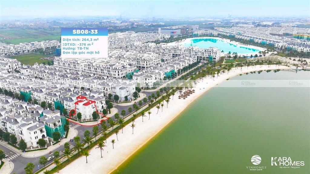 Bán biệt thự đơn lập góc 264m2 view biển hồ đẹp nhất dự án vinhomes ocean park