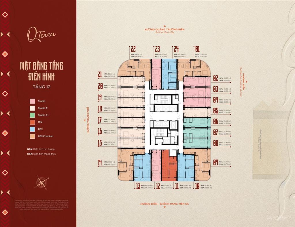 Mặt quảng trường biển nguyễn tất thành, quy nhơn. căn hộ khách sạn tiêu chuẩn 5*.
