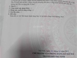 Bán đất 116m2, giá tốt 2,6 tỷ tại đường 30/4, xã long đức, trà vinh