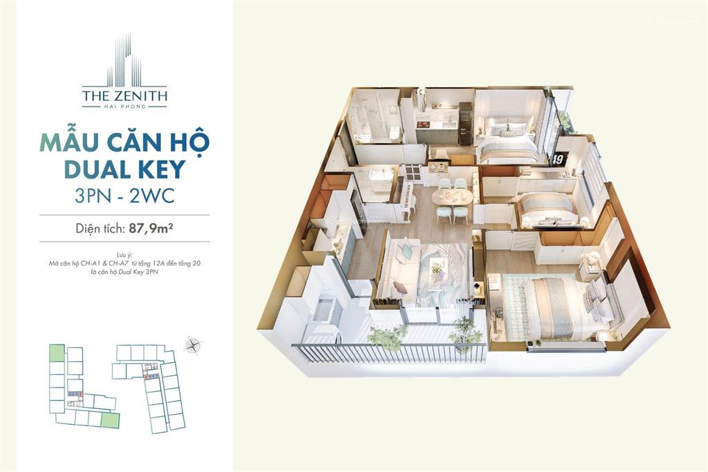 Bán căn hộ the zenith rẻ nhất hải phòng  giá 2.5 tỷ 2 ngủ 2 vệ sinh 66m2