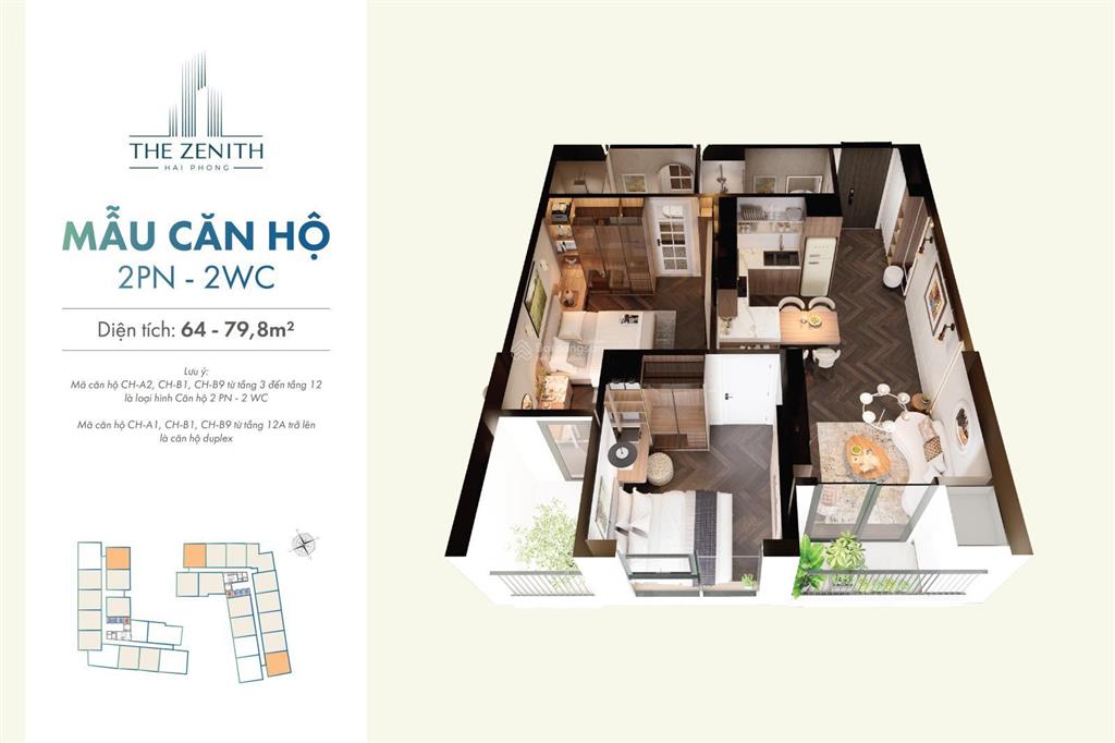 Bán căn hộ the zenith rẻ nhất hải phòng  giá 2.5 tỷ 2 ngủ 2 vệ sinh 66m2
