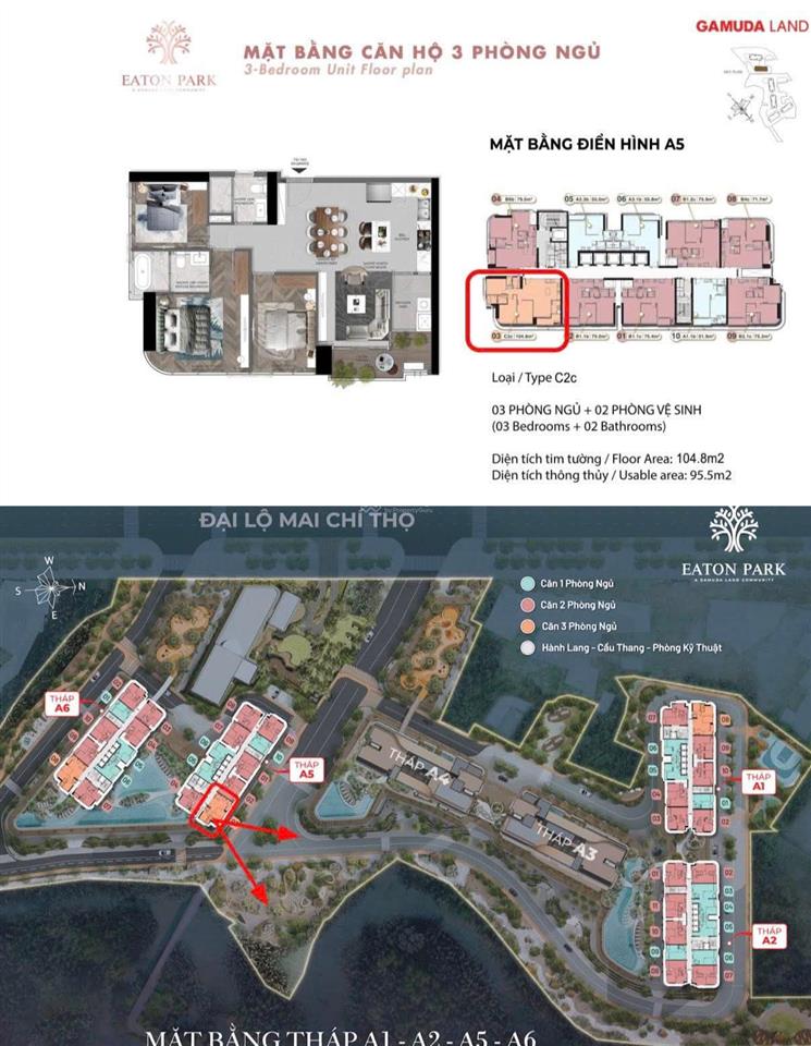 Chính chủ gửi bán căn 3 phòng ngủ dự án eaton park tháp a5 diện tích 104.78m2 giá 17.5 tỷ all in