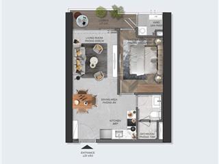 Bán căn 1pn diện tích 51,91m2 view tttd thể thao rạch chiếc tầng cao pttt vay ngân hàng