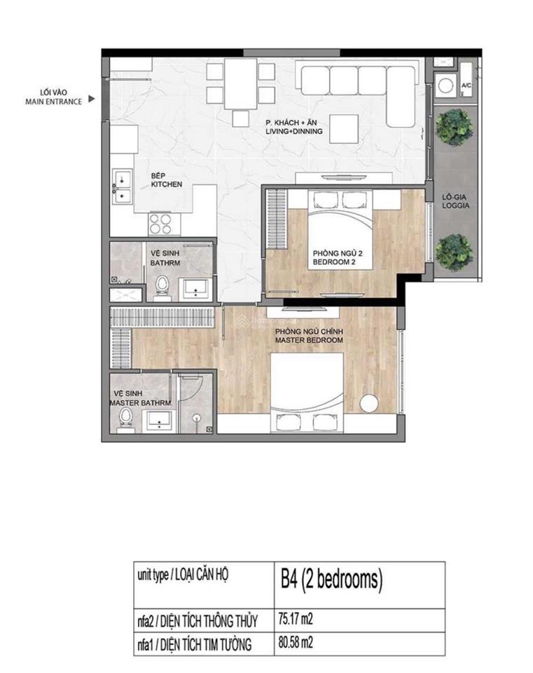 Chính chủ bán căn 2pn dt 80,58m2 view hồ bơi công viên, giá 4,847 tỷ