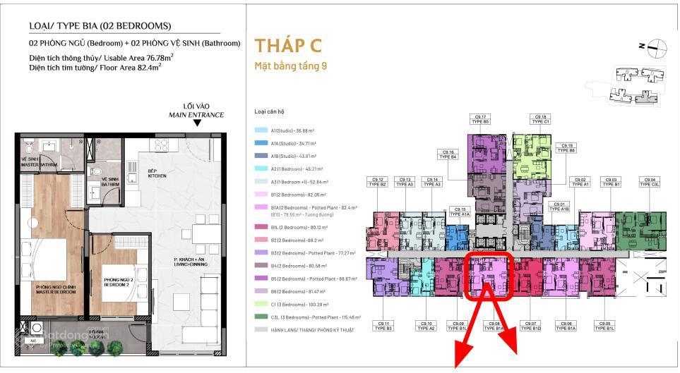 Chính chủ bán căn 2pn diện tích 82.40m2 giá 5.2 tỷ tặng ô xe định danh. thanh toán 50% nhận nhà