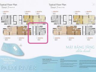2pn hiếm có view sông tháp t3 tầng 2x palm river hàng trực tiếp từ cđt