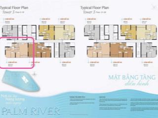 2pn 120m2 hiếm có view sông tháp t4 tầng 3x palm river hàng trực tiếp từ cđt