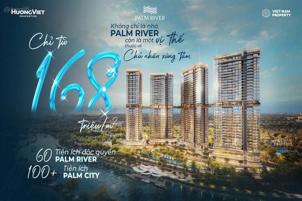2pn 120m2 hiếm có view sông tháp t4 tầng 3x palm river hàng trực tiếp từ cđt