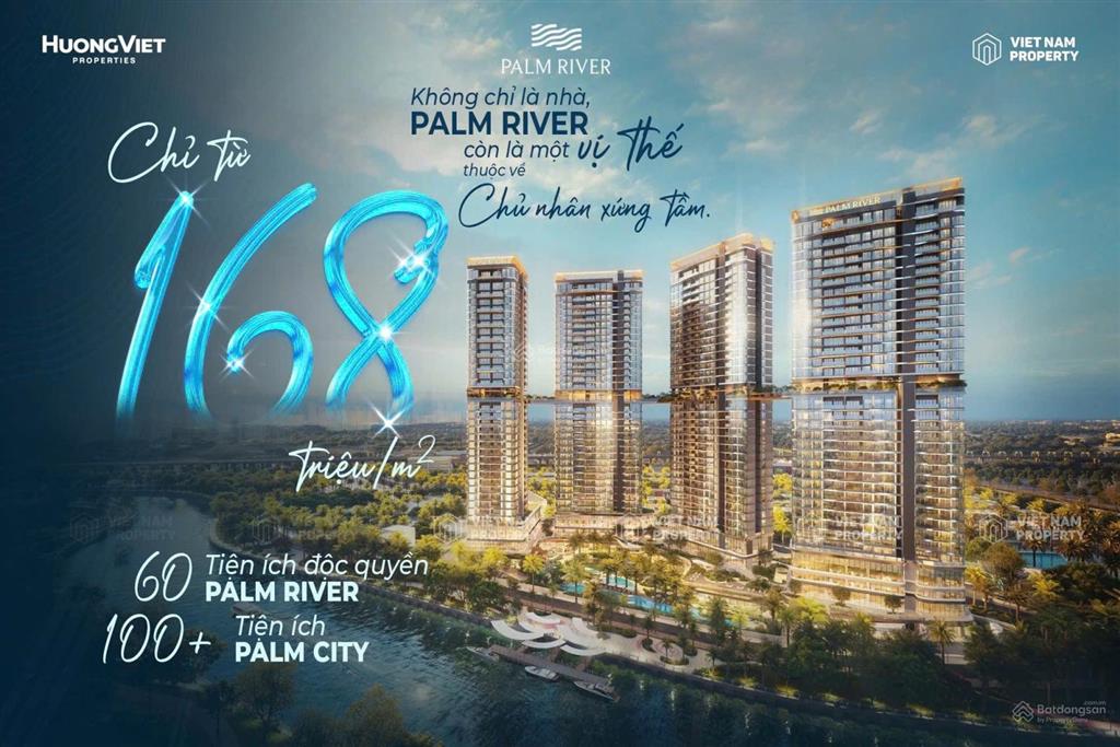 2pn tháp t3 trục 03 tầng 2x view sông và view hồ bơi, công viên palm river hàng trực tiếp từ cđt