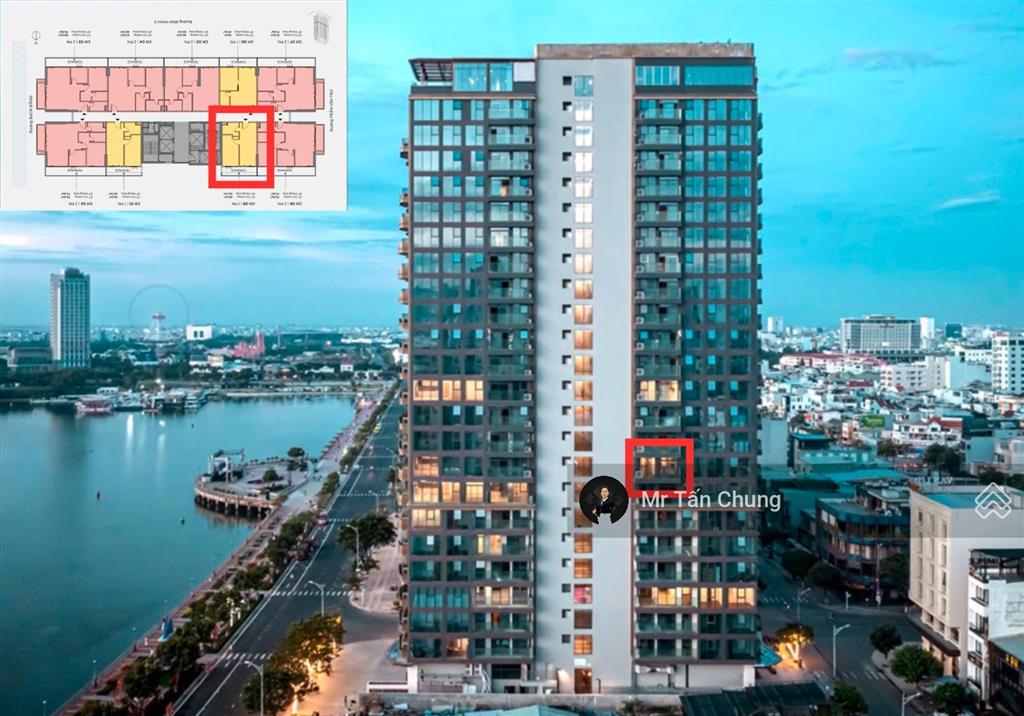 Căn hộ 1pn tầng trung full nội thất cơ bản view cầu rồng  diện tích 45,7m2  giá 6,2 tỷ