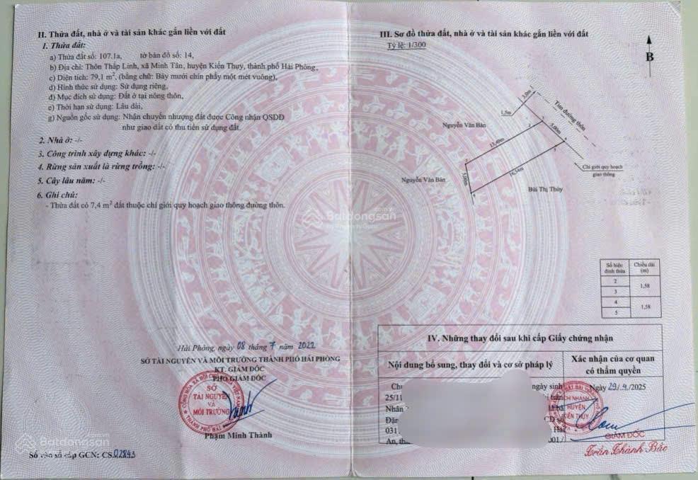 Mở bán lô trục thôn thấp linh  kiến minh  hải phòng. đường chạy thẳng vào ga.