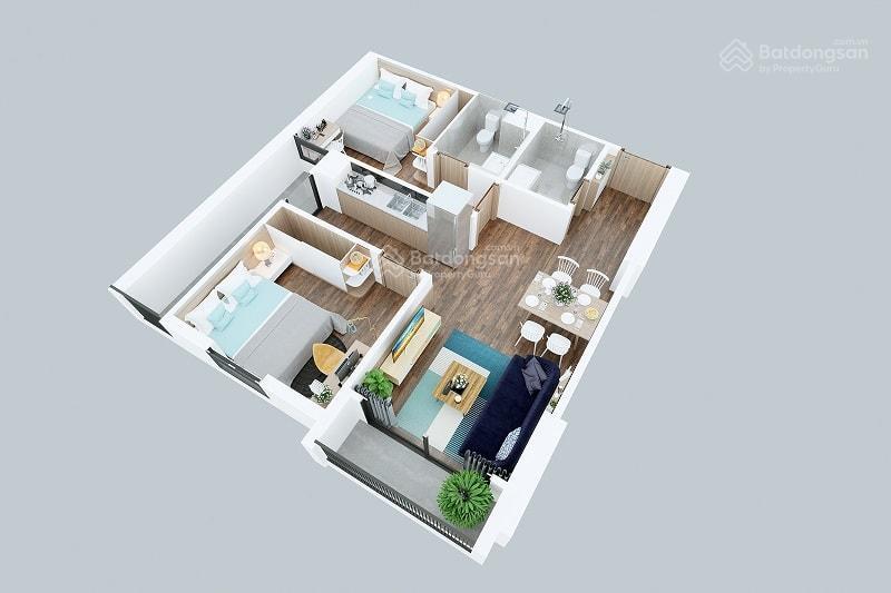 Căn hộ 62m2 hướng nam, view bể bơi. t7 2pn