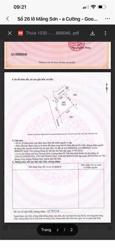 Hàng hot tại đường quốc lộ 21, 6,1 tỷ, 100m2