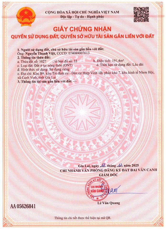 Bán đất kcn becamex vsip bình định 191,4m², sổ đỏ sẵn, giá đầu tưa