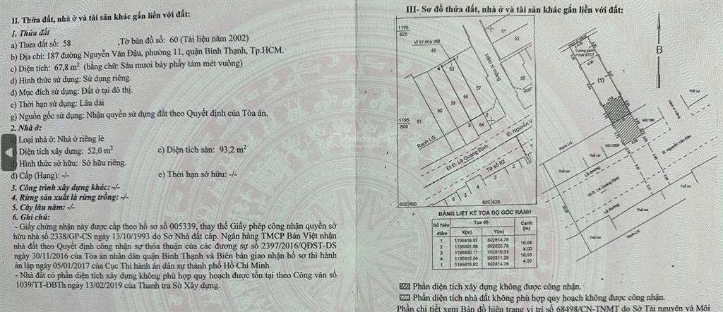 Nhà riêng bán tại 187 nguyễn văn đậu, 15,5 tỷ, 67,8m2
