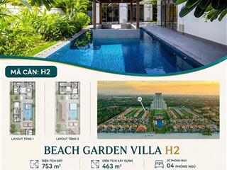 Biệt thự mặt biển fusion resort đà nẵng, căn villa cuối, 4 bed, sổ lâu dài, 753 m2.