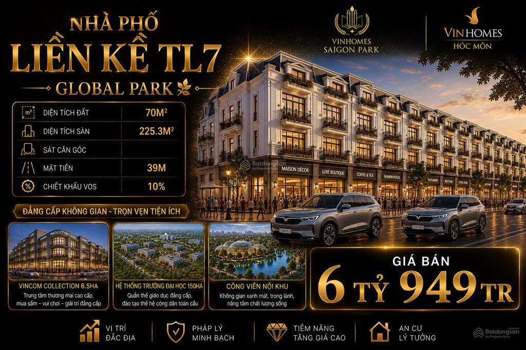 Chưa tới 100tr/m2 liền kề 4 tầng dt 70m2 1 căn ra đlcv 42m  global park  quỹ căn được áp dụng vos