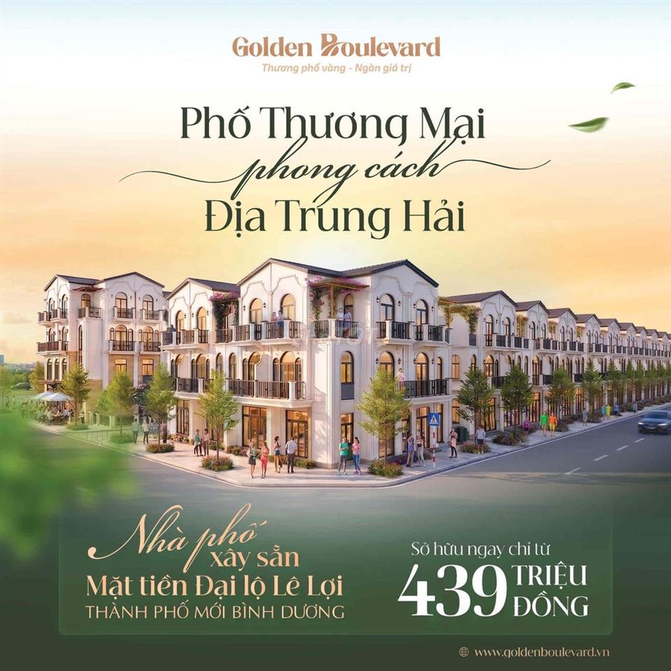 Bán nhà phố, shophouse mặt tiền Lê Lợi Hòa Phú TP Mới Bình Dương
