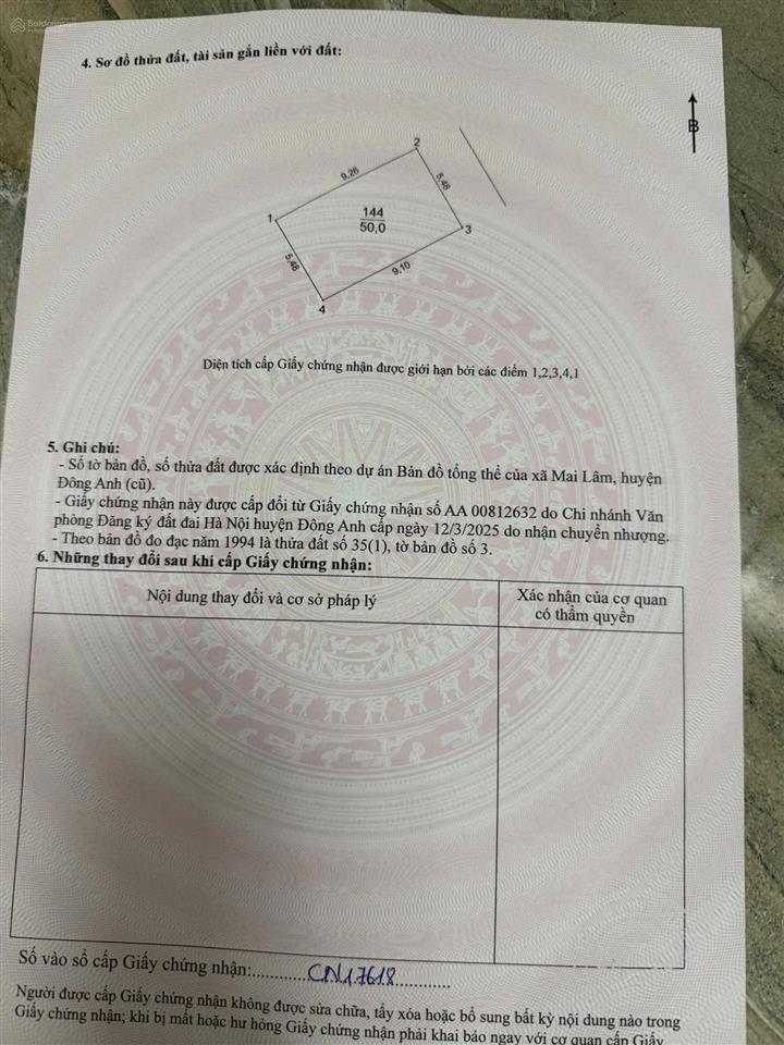 Bán mảnh đất đẹp  đường ô tô đỗ cửa mai lâm, đông anh, hà nội.
diện tích 50m