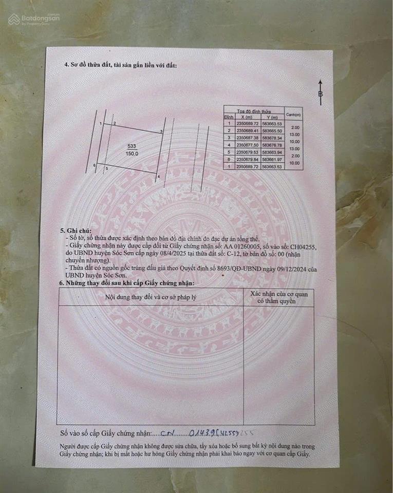 Bán siêu phẩm! đấu giá tại bắc thượng, sóc sơn, 150m2, giá siêu hời 6 tỷ vnd