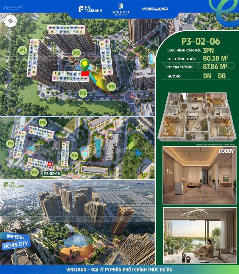 Căn hộ 3pn imperia ocean city không gian sống xanh, đủ rộng cho gia đình, giá 53 triệu/m²