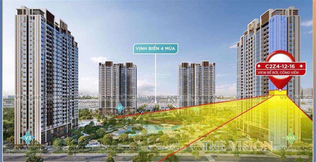 Căn góc 2pn 2vs của the vision  masteri era landmark  view bể bơi & công viên   0981 721 ***