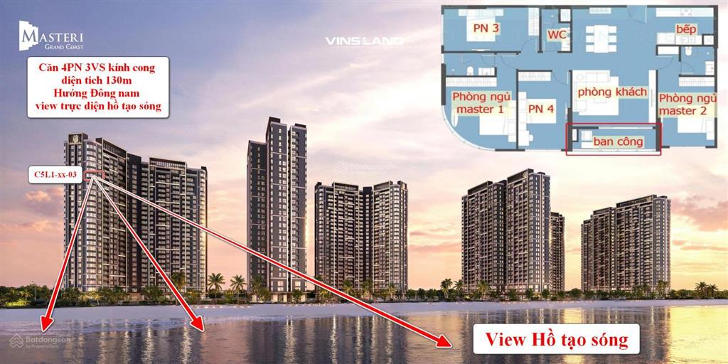 Căn hộ hoa hậu 4 phòng ngủ kính cong masteri grand coast tuyệt tác sống đỉnh cao tại ocean city