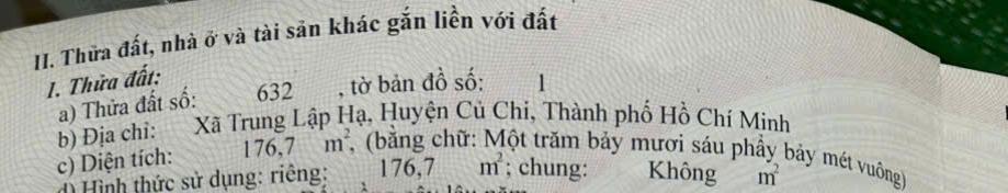 Cần bán 164m2 full thổ cư, cách siêu thị bách hóa xanh tỉnh lộ 7 chỉ 150m, sổ hồng riêng. giá tốt.
