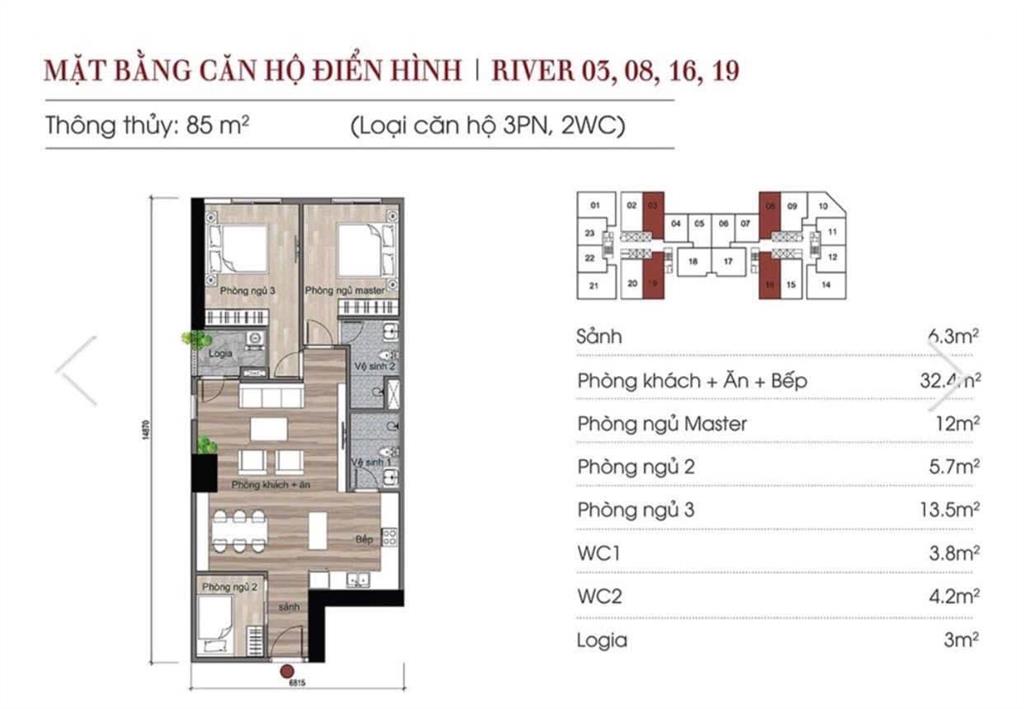 Bán căn hộ 3pn 85m2, view cầu đông trù tại chung cư eurowindow river park. giá bán 5,3 tỷ