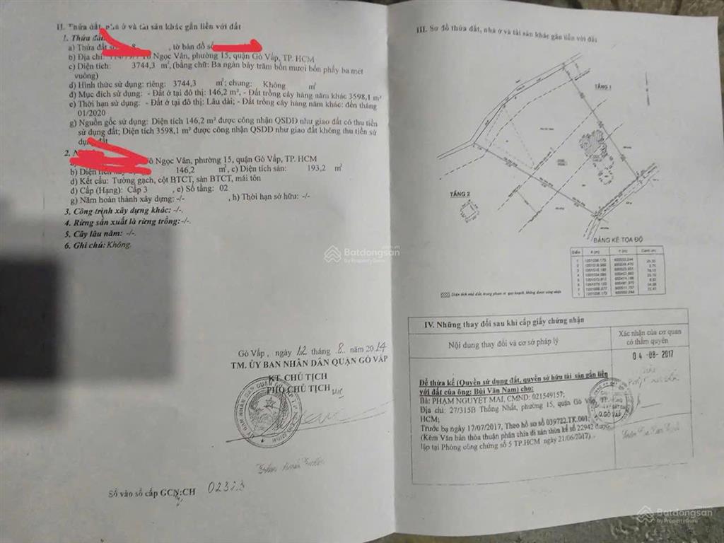 Bán đất tặng biệt thự ấp doi 3745m2 với 146m2 thổ cư phường gò vấp