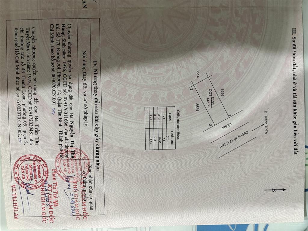 Bán đất 143,7m2 tại phường 6, tân an, giá ưu đãi 5 tỷ