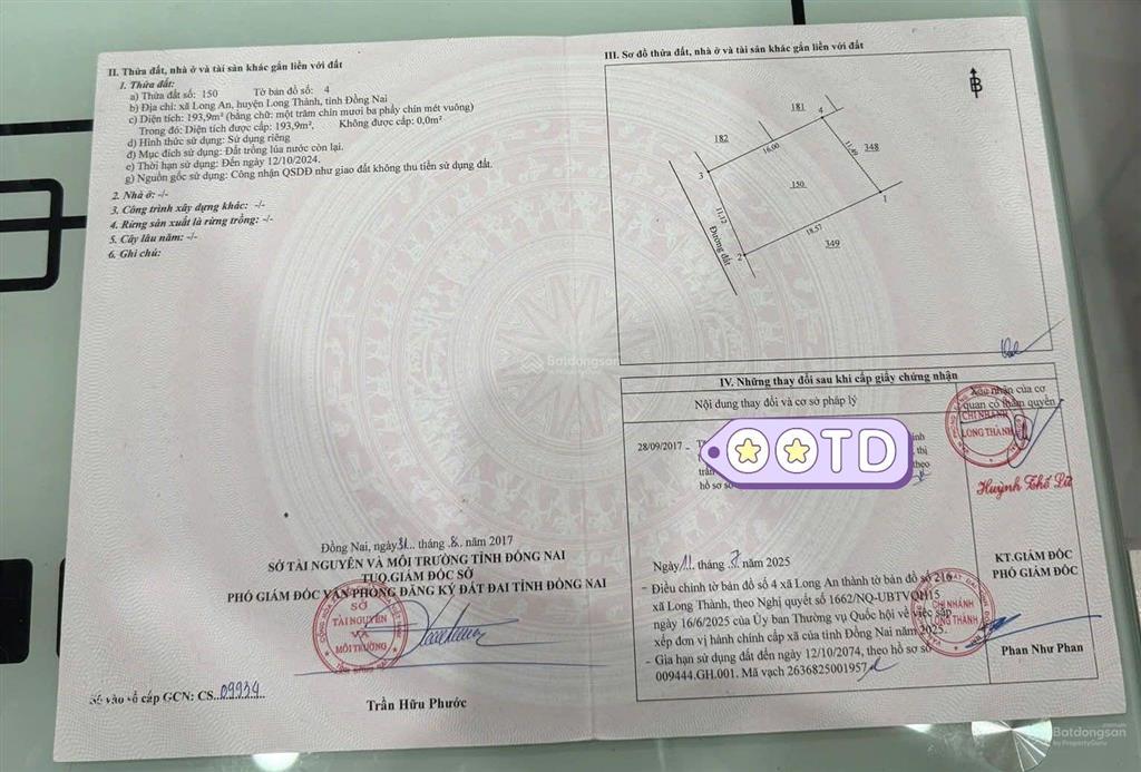 Bán 2.503m đất phường long thành, mặt tiền 86m, gần ql51 tiềm năng phân lô đầu tư
