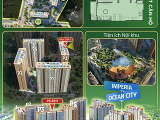 Bán cc the parkland  imperia ocean city, 2,959 tỷ, 47,14m2, 1pn+, 1wc, tầng trung, view đảo dừa