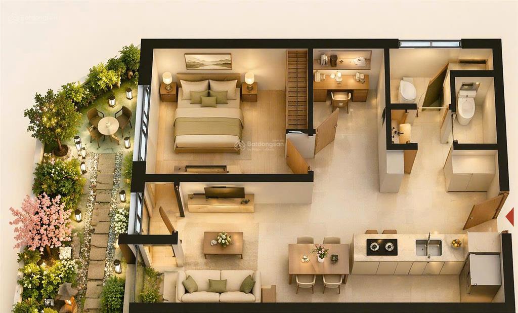 Tặng sân vườn 16m2 bán căn fours 2pn rộng 54m2  giá chỉ 2,x tỷ cực hiếm!