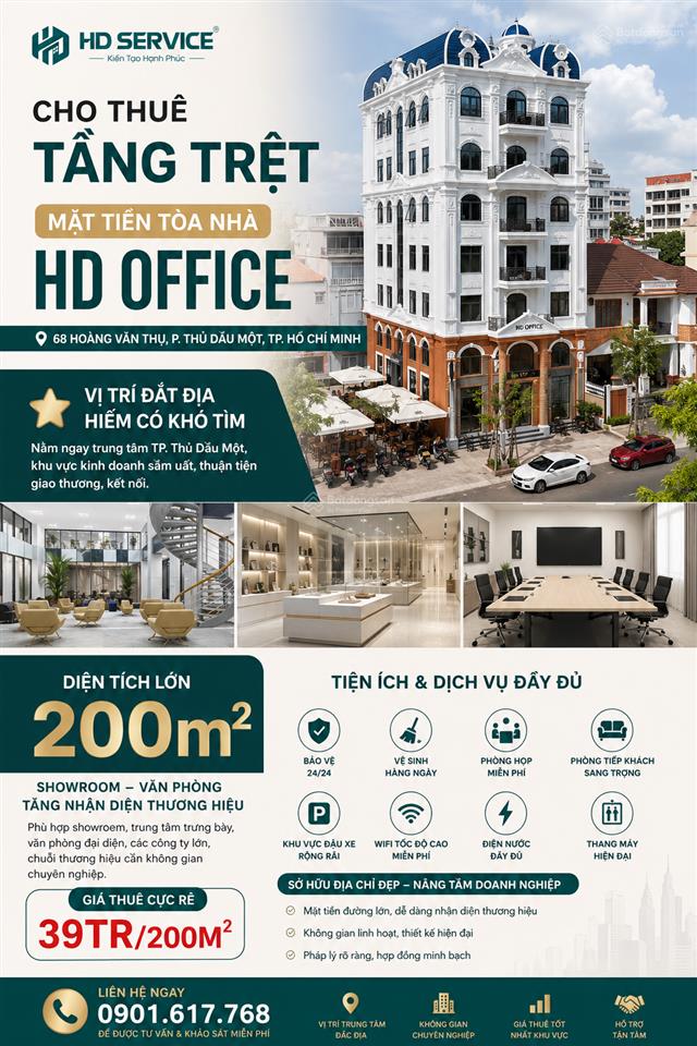 Cho thuê tầng trệt 200m mặt tiền 68 hoàng văn thụ showroom/văn phòng chỉ 39 triệu/tháng