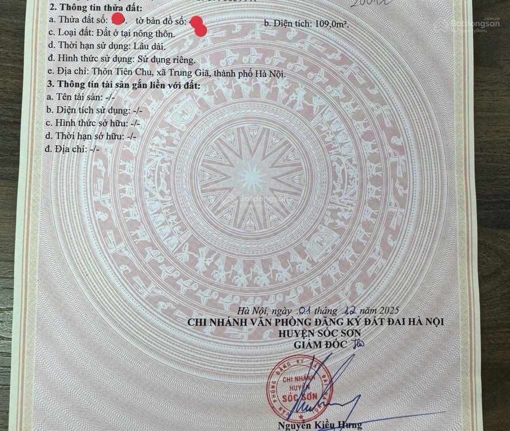 Bán gấp đất tại sóc sơn, 1,28 tỷ, 109m2, mặt tiền 5m, ôtô vào